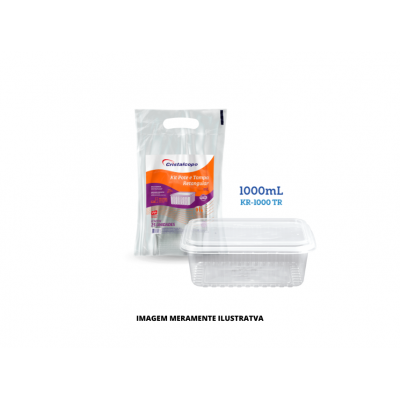 KIT - CRISTALCOPO - 1000ML POTE E TAMPA RETANGULAR - FD25